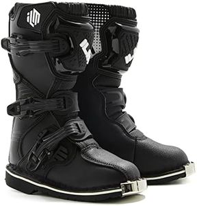 ILM Kids Youth Motorcycle Boots for Boys Girls Waterproof ATV Motorcross Dirt Blike Riding Biker Boots Model-MX3K (Black, 3)