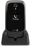 Doro 6530 Easy-to-Use Unlocked Feature Phone for 3G Networks with External Display, GPS combined with SOS Button and Charging Cradle Included (Black/White)