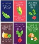 Mini Vegetable Valentines (Wallet-Sized Cards with Tiny Envelopes) for Valentine's Day by Nerdy Words (Set of 24)