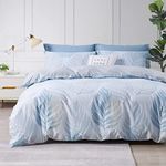 SAPHREAS Twin Blue Monstera Leaf Printed Duvet Cover 2pcs Tropical Botanical Palm Leaves Bedding Comforter Cover Set with Zipper Closure 1 Quilt Cover 1 Pillow Sham