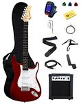 Full Size Electric Guitar with Amp, Case and Accessories Pack Beginner Starter Package - Metallic Red