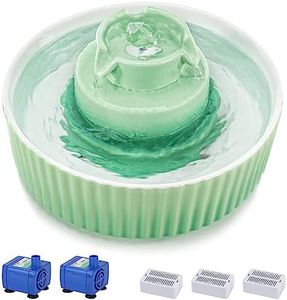 Lawfery Ceramic Cat Water Fountain, 2.1L/71oz Cat Fountain with 3 Carbon Filters and 2 Water Pumps, Cupcake Pet Water Fountain for Cats and Dogs (Green)