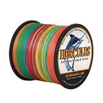 Hercules Super Strong 500M 547 Yards Braided Fishing Line 60 LB Test for Saltwater Freshwater PE Braid Fish Lines 4 Strands - Multicolor, 60LB (27.2KG), 0.40MM