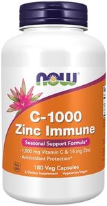 NOW Foods Supplements, C-1000 & Zinc Immune, Seasonal Support Formula*, Antioxidant Protection*, 180 Veg Capsules