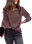 BLENCOT Women Crewneck Sweatshirts Long Sleeve Crew Neck Polka Dot Dressy Tops Loose Fit Contrast Casual Tuinc Trendy Shirt Medium Red