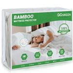 Gogreen Bamboo Rayon Waterproof Mattress Protector, Stretchable Queen Mattress Protector Fit up to 16", Super Soft Mattress Cover Queen Size Bed Warm Mattress Protector, Breathable Bed Cover White