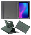 Acm Designer Rotating Leather Flip Case Compatible with Swipe Slate 3 10.1 Tablet Cover Stand Grey