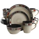 Gibson Elite 114348.16RM Casa Roja 16 Piece Reactive Glaze Dinnerware Set, Cream and Red