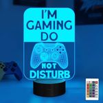 Do Not Disturb I'm Gaming Night Light,Gamepad Graphic Video Games Gamer Gift Funny 3D Illusion Lamp 16 Colors Changing Touch & Remote Control for Men Teenagers and Kids