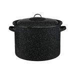 Granite Ware Enamel on Steel 21-Quart Stock Pot with lid, Speckled Black