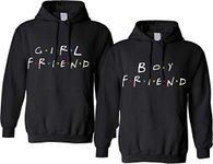 ALLNTRENDS Couple Hoodie Girlfriend Boyfriend Love Friends Gift Matching Outfits (Womens L Mens L, Black)