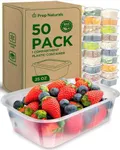 PrepNaturals 50 Pack Meal Prep Containers - 50 Pack of 25 Oz 100% BPA-free Plastic Food Storage Containers with Lids - Reusable Plastic Containers with Lids - Dishwasher Safe Lunch Containers