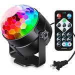 HEYZEM Sound Activated Party Hid Lights with Remote Control Dj Lighting, RBG Disco Ball, Strobe Corded Electric Lamp 7 Modes Stage Par Light for Home, Room, Parties, Karaoke, Black
