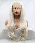 Long Hair Body Wave High Temperature Natural Hairline Free Part 60# White Blonde Color Synthetic Lace Front Wigs for Women Girls Replacement Wedding Wigs