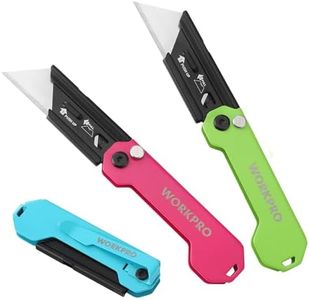 WORKPRO 3-Pack Folding Utility Knife - Mini Box Cutter with Safety Axis Lock and Quick-change Blade Mechanism - EDC Pocket Knife with Belt Clip for Women and Men