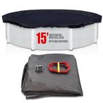 SET SunSolar Energy Technologies- MESH Above Ground Winter Pool Cover for 15 Foot Round Swimming Pool - Winter Pool Cover with Sturdy Cable and Winch 8-Yr Warranty