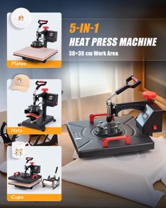 CREWORKS 5-in-1 Heat Press Machine, 38x38cm Sublimation Transfer