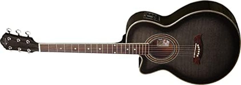 Oscar Schmidt 6 String OG10CE Cutaway Left Hand Acoustic-Electric Guitar Trans, Flame Transparent Black (OG10CEFTBLH-A)