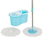 Relson Spin Mop with 2 Refill | 360 Degree Rotating Mop | Extendable Rods with Handle Lock | Floor Cleaning Mop | Mop with Bucket | Blue