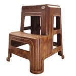 Supreme chairs 2-Step HeavyDuty Plastic Multi Purpose Stool for Home,Office and Kitchen Use with 6 Months Replacement Warranty (Color: Teak Wood, 1 Piece)