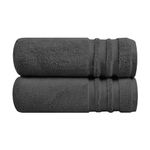 Trident Nectarsoft Towels for Bath, 100% Cotton Towels, Zero Twist Yarn, 2 Large Size Bath Towel Set, Towels for Bath Large Size, Luxurious Soft, Extra Absorbent, 625 GSM, Charcoal