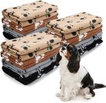 12 Pieces 39 x 28 Inch Pet Blankets with Paw Print Dog Cat Soft Fleece Blanket Sleep Mat Pad Bed Cover for Kitten Puppy and Other Small Animals (4 Colors)