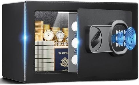 GTPLAYER Safe Box 0.44 Cubic Feet for College Dorm Room with Electronic Keypad and Fingerprint, Shelf, Wall Mount Kit, Hidden Home Safe for Money, Jewelry and Passport