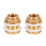 UYUYong 2 Pieces Water Tank Connector 3/4 Inch Premium Brass Rain Barrel Feed-Through + 2X Rubber Seals Rain Barrel Connector Water Butt Grommet for Rain Barrel Water Butt Water Barrel