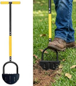 Saw-Tooth Half Moon Lawn Edger, 38-Inch Long Handled Step Edger with T-Grip, 2-Piece Split 45# Steel Tube Manual Lawn Edger Shovel for Sidewalk Grass/Garden Borders