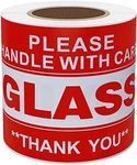 Hybsk 3x5 inch Handle with Care Thank You Glass Stickers Adhesive Label 100 Per Roll (3x5 inch)