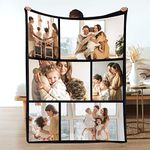 Baosity Custom Blanket with Photos Text | Personalized Picture Blanket Throw Using My Own Photos | Custom Photo Bed Blanket | Customized Memorial Mothers for Mom Dad Family Friends - 7 Size