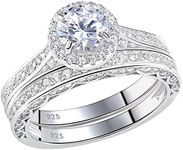 Newshe Wedding Rings for Women Engagement Ring Set 925 Sterling Silver 2.4Ct Round White AAAAA Cz Size 10