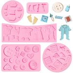 Baby Chocolate Silicone Mold for Baby Shower, Button Shape Baby Feet Fondant Mold for Cake Decoration Cupcake Topper Candy Sugar Craft Gum Paste Resin Clay