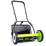 TIM-LI 16-Inch Push Reel Lawn Mower, Manual Reel Mower with Grass Collector, Adjustable Cutting Height, Home Yard Weeder