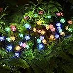 KOOPER Solar Lights Outdoor Waterproof, 4 Pack Multi-Color Solar Garden Lights Outdoor Decorative with 64 Double Layer Flowers, 2 Modes Solar Flower Lights Outdoor for Patio Lawn Yard