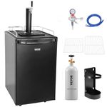 VEVOR Beer Kegerator, Single Tap Draft Beer Dispenser, Full Size Keg Refrigerator with Shelves, CO2 Cylinder, Drip Tray & Rail, 32°F- 50°F Temperature Control, Holds 1/6, 1/4, 1/2 Barrels, Black