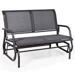 RELAX4LIFE 2-Seater Glider Benches, Patio Double Relaxing Rocker Chair, Steel Frame Outdoor Swing Loveseat for Garden Porch Yard (Grey)