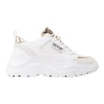 Versace Jeans Women's Gold Finished Leather Sneakers, white, 6 UK