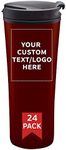 Personalized 16 oz. Asana Travel Mugs with Silicone Seal - 24 Pack - Custom Text, Logo - Red