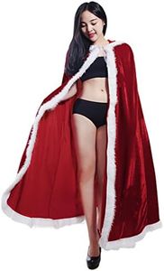 BXT Cape de Noël avec Capuche pour Adulte Cape Chaud Déguisement Père Noël Costumes De Noël Capuchon Rouge Noël