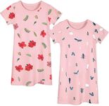 Kumary Toddler Girls Nightgowns,Girls Short Sleeve Nightdress Cute Printed Pajamas Homewear for Girls 2-7 Years