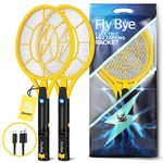 Fly-Bye Electric Fly Swatter (Upgraded 2024 Version) - 2x 4000v Electric Fly Zapper Racket - Electric Fly Killer Racket - Electric Bug Zapper, USB Rechargeable, Bright LED - Fly Killers for the Home