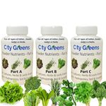 City Greens Hydroponic Powder Nutrients Makes 500 litres Nutrient Solution- for Lettuces, Exotics, Indian Greens & Herbs - TOTAL 3 Bottles PART A,B & C.