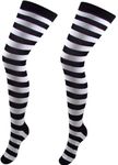 BB Accessories Black & White Striped Over The Knee Cotton Socks Girl's Stripe Size 4-5.5