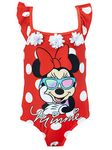 Disney Girls Minnie Mouse Swimming Costume One Piece Swimsuit Red 7 to 8 Years