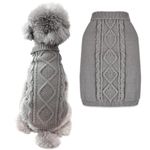 FWLWTWSS Dog Jumpers, Puppy Warm Turtleneck Knitted Sweater, Soft Knit Pet Fleece Jumper Winter Clothing for Small Medium Dogs(Grey M)