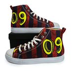 KOB SOOK ; WALK WITH JOY Men's O9 Strips Artistic High Ankle Canvas Shoes - 9 UK