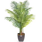 CHRISTOW Artificial Areca Palm Tree, Fake House Plant for Home Decoration, Lifelike Leaves and Husky Natural Looking Stems, Weighted Pot, Indoor Outdoor (120cm / 4ft)