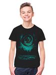 THREADCURRY After Life | Adventure Travel Neon Pattern Fantasy Graphic Printed Tshirt for Boys Black 10-11 Years