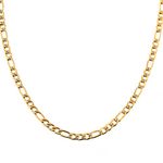 HZMAN Men 24k Real Gold Plated Figaro Chain 5mm Stainless Steel Necklace (20in)